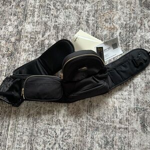 Black Tushbaby hip carrier with Gold Hardware